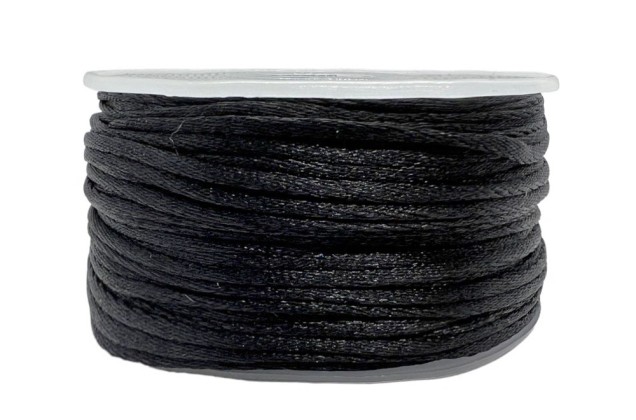 Шнур атласный, 2 мм, черный (3173)