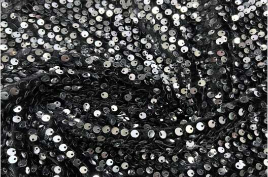 Бархат стрейч с пайетками, серебро на черном