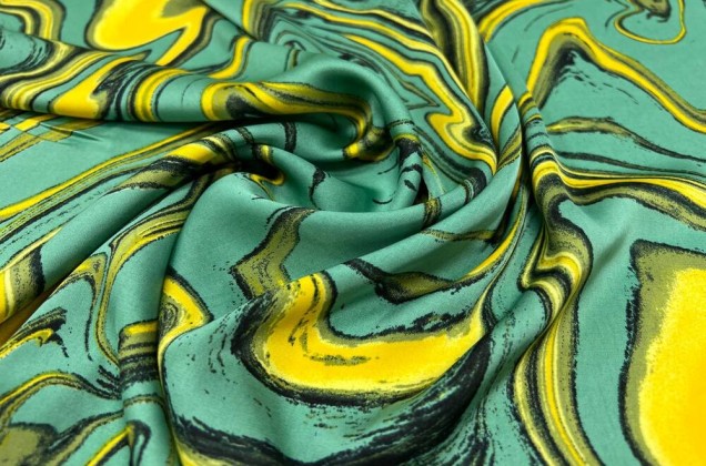Армани Шелк, Fluid Art бирюзовый с желтым