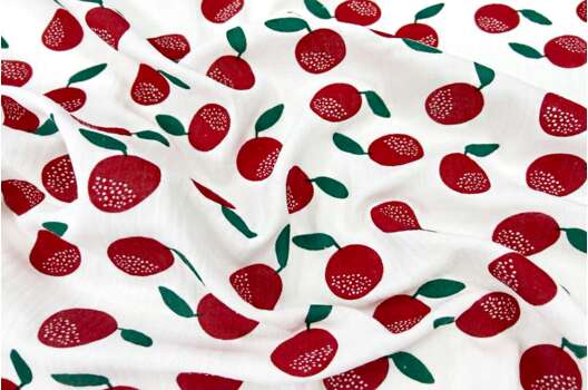 Муслин двухслойный жатый 135 см, Яблочко наливное (Китай)