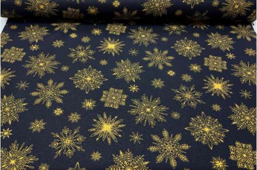 Дак (DUCK) Золотые снежинки на черном