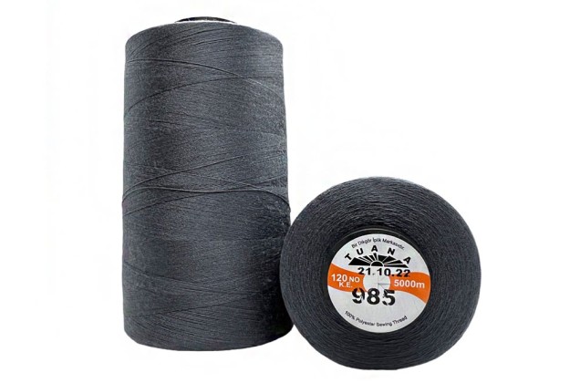 Нитки швейные универсальные Tuana №120 (5000 м) цвет 985 темно-серый