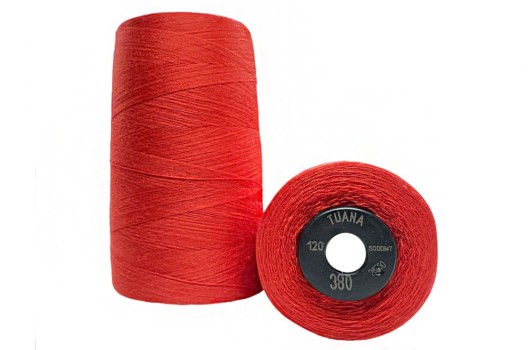 Нитки швейные универсальные Tuana №120 (5000 м) цвет 380 красно-оранжевый