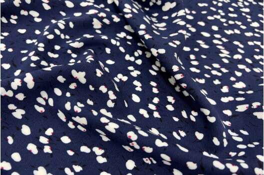 Штапель твил, Беленькие цветочки на темно-синем фоне