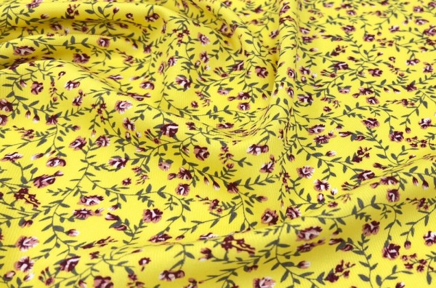 Штапель твил, Плетистые розочки на темно-желтом фоне 1
