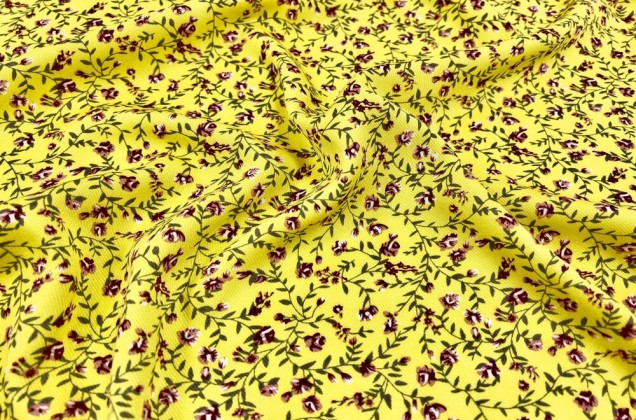 Штапель твил, Плетистые розочки на темно-желтом фоне 5