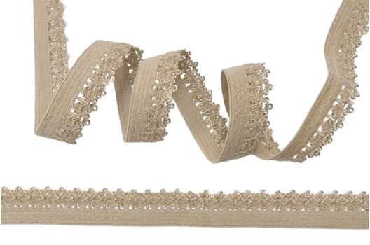 Резинка бельевая (ажурная) 12 мм, бежевая