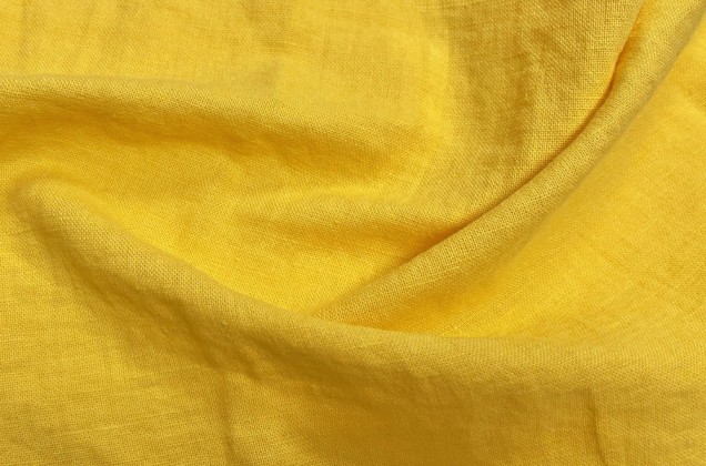Лен с хлопком умягченный с эффектом мятости 06С226 (1363), желтый 3