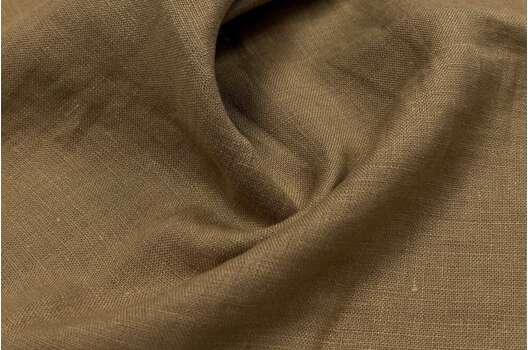 Лен костюмный с эффектом мятости 4С33 (1569), коричневый