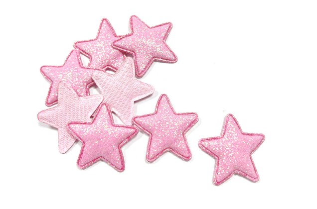 Нашивка Звездочка с глиттером розовая, 3х3 см 1