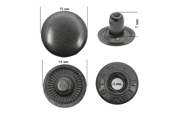 Кнопка сталь New Star ALFA (S-образная) 15 мм, оксид 1