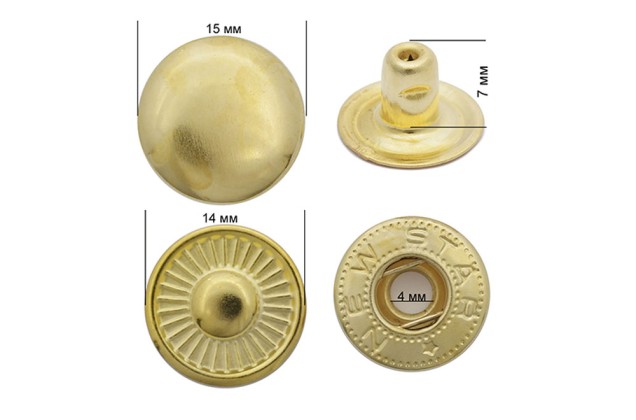Кнопка сталь New Star ALFA (S-образная) 15 мм, золото 1
