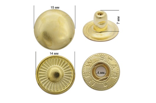 Кнопка сталь New Star ALFA (S-образная) 15 мм, золото