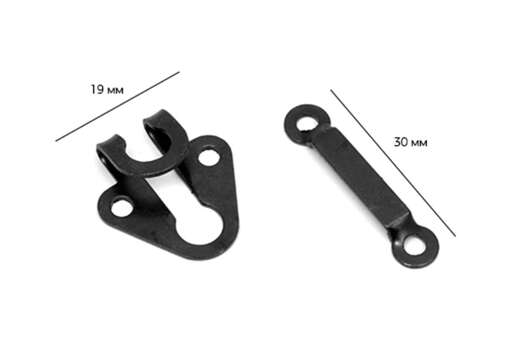 Крючок брючный пришивной, 30х19 мм, черный графит