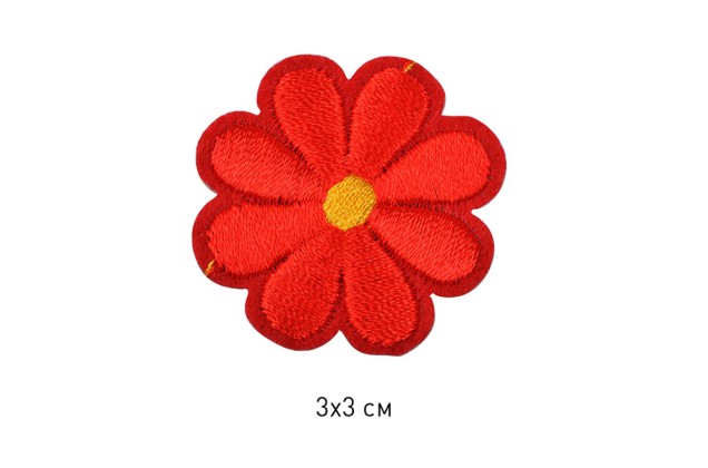 Термоаппликация Цветочек красный, 3х3 см 1