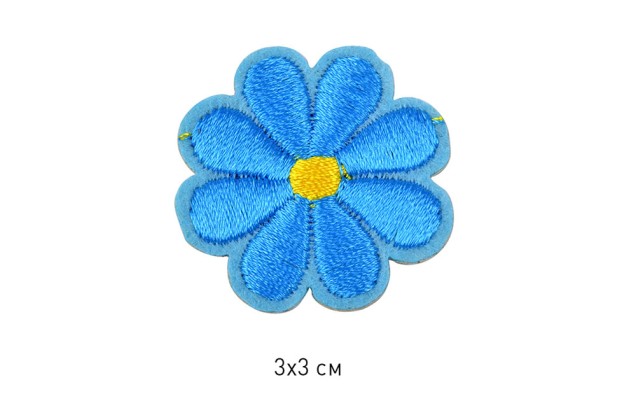 Термоаппликация Цветочек голубой, 3х3 см 1