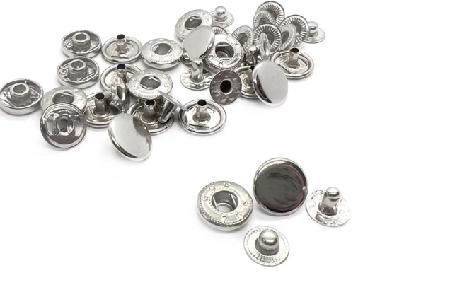 Кнопки установочные ALFA (S-образная), сталь, 12.5 мм, никель