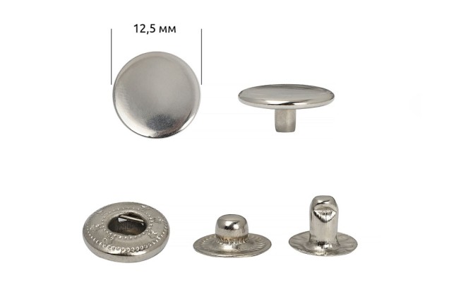 Кнопки установочные ALFA (S-образная), сталь, 12.5 мм, никель 1