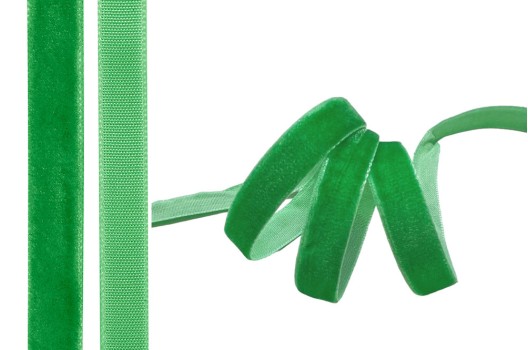 Лента бархатная, 10 мм, зеленая