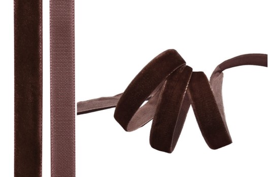 Лента бархатная, 10 мм, коричневая