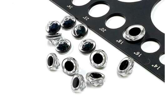 Пуговица на ножке, пластик, черный/серебро, 11,5 мм