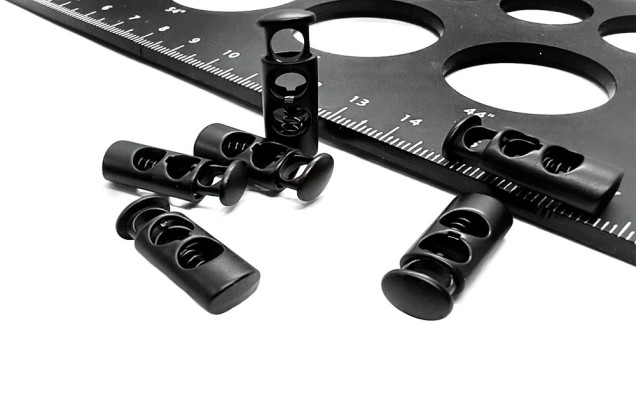 Фиксатор для шнура, металлический, матовый черный, 7.8х22 мм