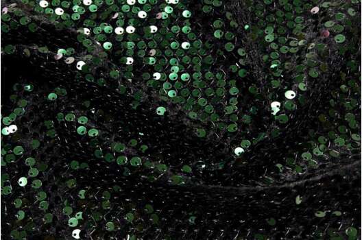 Бархат стрейч с пайетками, изумрудный на черном