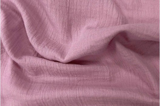 Муслин жатый 2-х слойный, темно-розовый