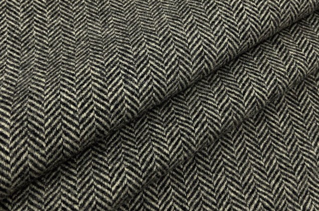 Пальтовая шерсть, елочка бежево-черная, арт.12042, Италия