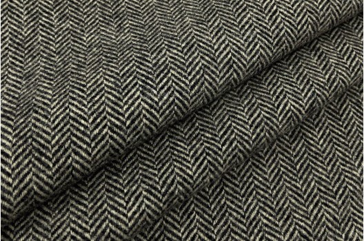 Пальтовая шерсть, елочка бежево-черная, арт.12042, Италия
