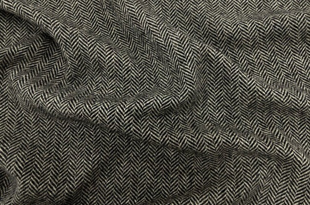 Пальтовая шерсть, елочка бежево-черная, арт.12042, Италия 2