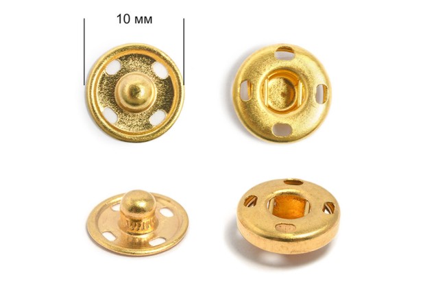 Кнопка пришивная BJ056 10 мм, латунь, золото
