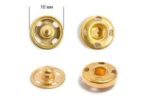 Кнопка пришивная BJ056 10 мм, латунь, золото