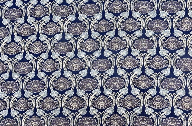 Плательный хлопок STAR, Цветочный орнамент на синем, Италия