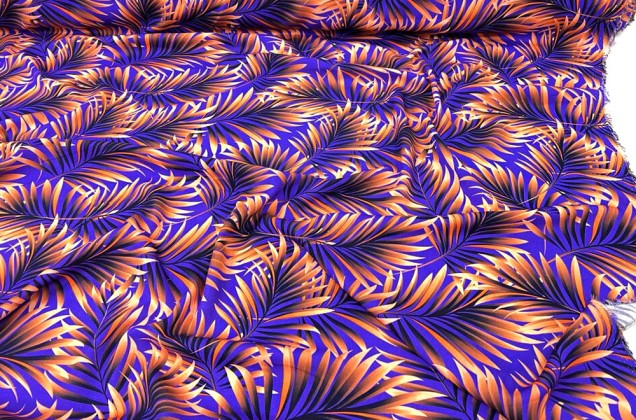 Штапель твил, Ярко-оранжевый папоротник на фиолетовом 5