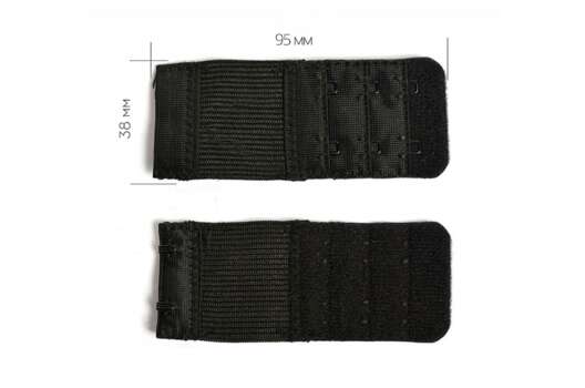 Удлинитель для бюстгальтера на 2 крючка, черный, 38 мм