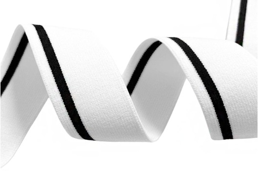Резинка декоративная, 35 мм, Белая в черную полоску