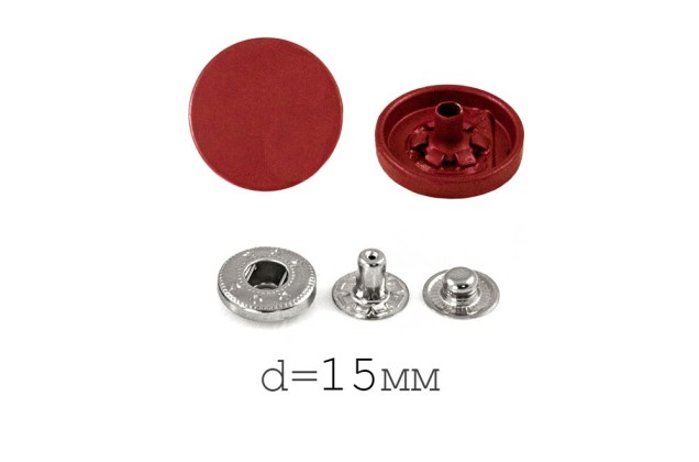 Кнопки установочные KP01, никель с красной шляпкой, 15 мм