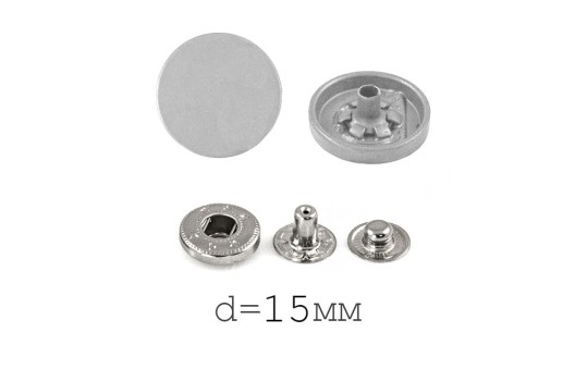 Кнопки установочные KP01, никель со светло-серой шляпкой, 15 мм