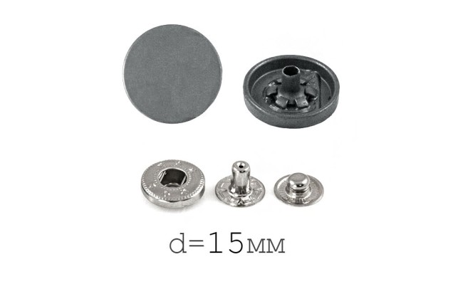 Кнопки установочные KP01, никель с темно-серой шляпкой, 15 мм