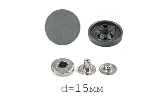Кнопки установочные KP01, никель с темно-серой шляпкой, 15 мм