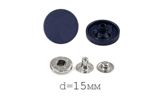 Кнопки установочные KP01, никель с темно-синей шляпкой, 15 мм