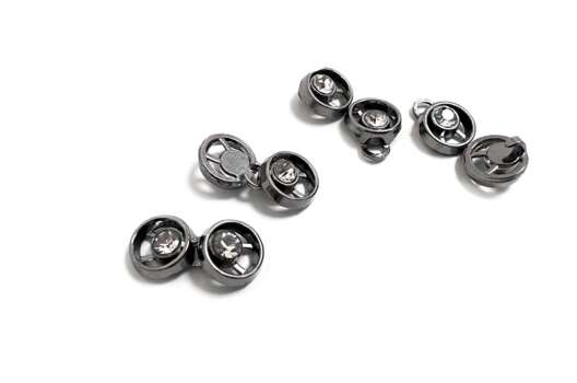 Крючок-застежка со стразами, металл, черный никель