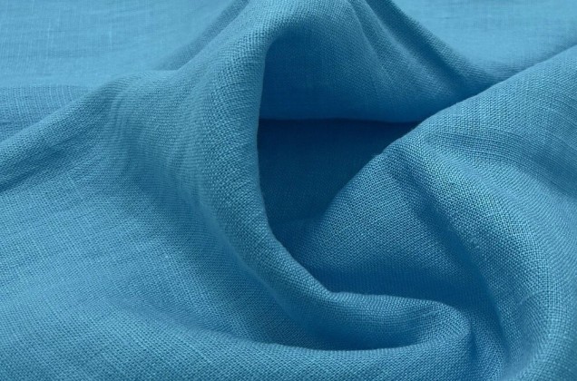 Лен костюмный с эффектом мятости 4С33 (1450), яркий голубой 1