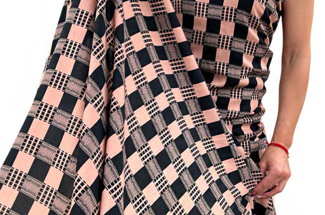 Штапель, Абстрактная клетка 3х3 см, черно-пудровая, Турция 3