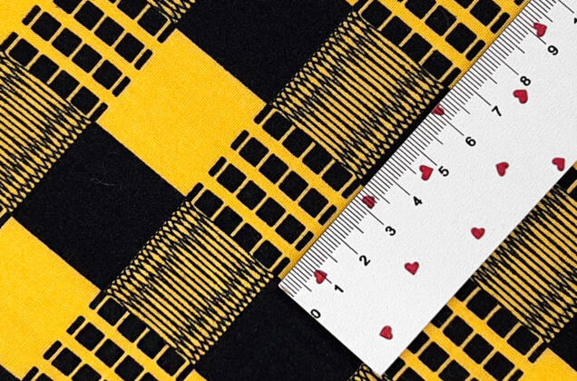 Штапель, Абстрактная клетка 3х3 см, черно-желтая, Турция 2
