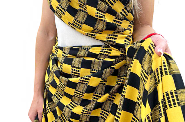 Штапель, Абстрактная клетка 3х3 см, черно-желтая, Турция 3