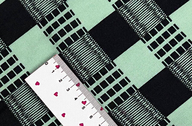 Штапель, Абстрактная клетка 3х3 см, черно-мятная, Турция 2