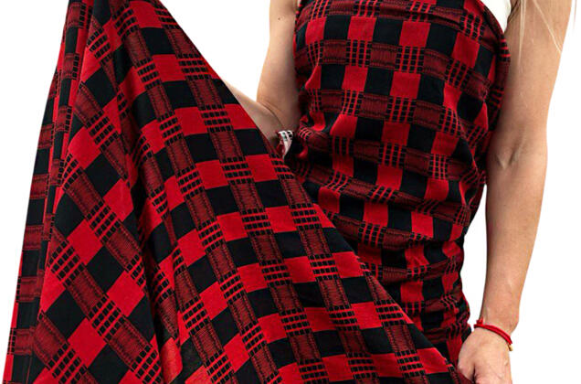 Штапель, Абстрактная клетка 3х3 см, черно-красная, Турция 3