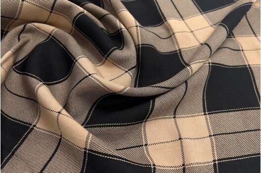 Штапель, Клетка крупная 5х5 см, черно-бежевая, Турция